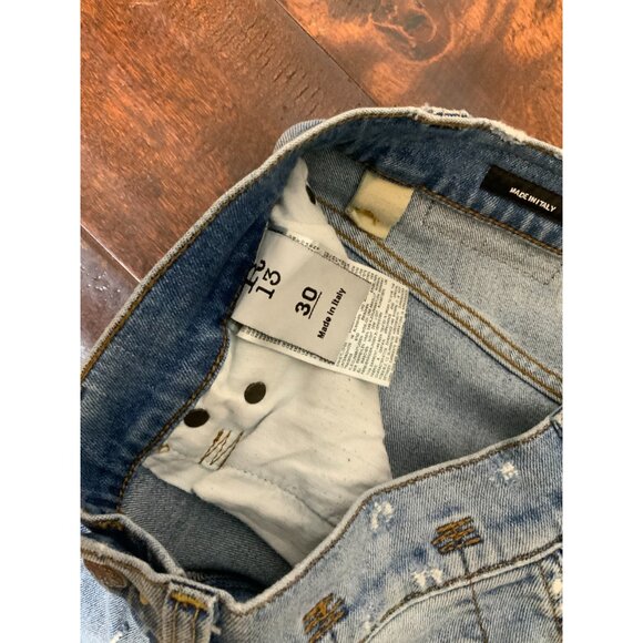 R13 Blue Light Wash Distressed Deacon Slate Denim Jeans, Size 29 - Picture 4 of 10